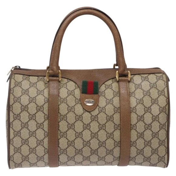 GUCCI GG Supreme Web Sherry Line Bag PVC Beige Red Green 39 02 007 Auth mr1490 - Picture 11 of 16